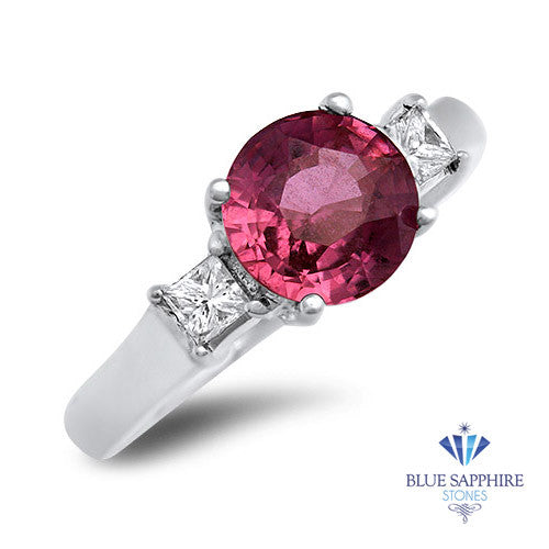 2.26ct Round Pink Sapphire Ring with Diamond Accents in 18K White Gold