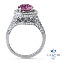 Load image into Gallery viewer, 3.09ct Oval Pink Sapphire Ring with Diamond Halo in 14K White Gold
