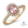 1.14ct Oval Pink Sapphire Ring with Diamond Halo in 18K Rose Gold