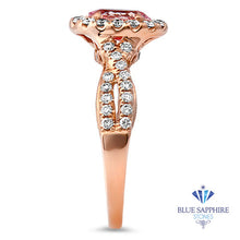 Load image into Gallery viewer, 1.25ct Oval Pink Sapphire Ring with Diamond Halo in 18K Rose Gold
