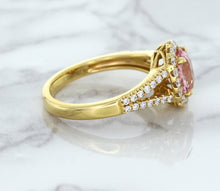 Load image into Gallery viewer, 1.91ct Oval Pink Sapphire Ring with Diamond Halo in 18K Rose Gold
