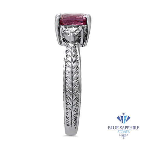 1.80ct Radiant Pink Sapphire Ring with Diamond Accents in 18K White Gold