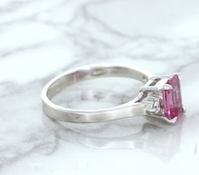 Load image into Gallery viewer, 1.21ct Emerald Pink Sapphire Ring with Diamond Accents in 18K White Gold
