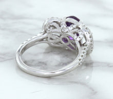 Load image into Gallery viewer, Multicolor Sapphire Ring with Diamond Halo in 18K White Gold
