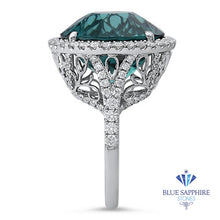 Load image into Gallery viewer, 20.07ct Round Tourmaline Ring with Diamond Halo in 18K White Gold
