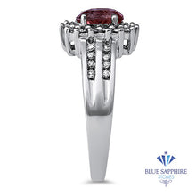 Load image into Gallery viewer, 1.40ct Oval Pink Sapphire Ring with Diamond Halo in 14K White Gold
