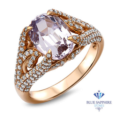 4.63ct Oval Spinel Ring with Diamond Accents in 18K Rose Gold