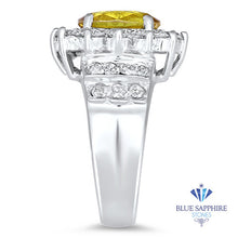 Load image into Gallery viewer, 3.38ct Oval Yellow Sapphire Ring with Diamond Halo in 14K White Gold
