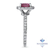 1.72ct Cushion Pink Sapphire Ring with Diamond Halo  in 18K White Gold