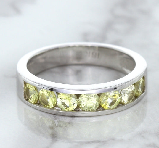 1.18ctw Round Yellow Sapphire Ring in 18K White Gold