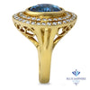 4.23ct Oval Blue Spinel Ring with Double Diamond Halo in 14K Yellow Gold