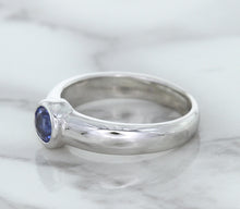Load image into Gallery viewer, 0.74ct Round Blue Sapphire Ring in 14K White Gold
