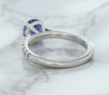Load image into Gallery viewer, 1.01ct Round Blue Sapphire Ring with Diamond Accents in 14K White Gold

