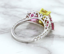 Load image into Gallery viewer, Multicolor Sapphire Ring with Diamond Accents in 18K White Gold
