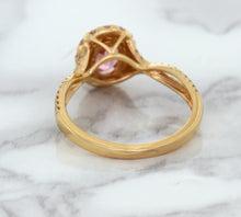 Load image into Gallery viewer, 1.08ct Oval Padparadscha Ring with Diamond Halo in 18K Rose Gold
