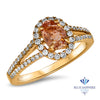 0.96ct Oval Padparadscha Ring with Diamond Halo in 18K Rose Gold