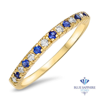 0.25ct. Round Blue Sapphire Ring with Diamond Halo in 14K Yellow Gold