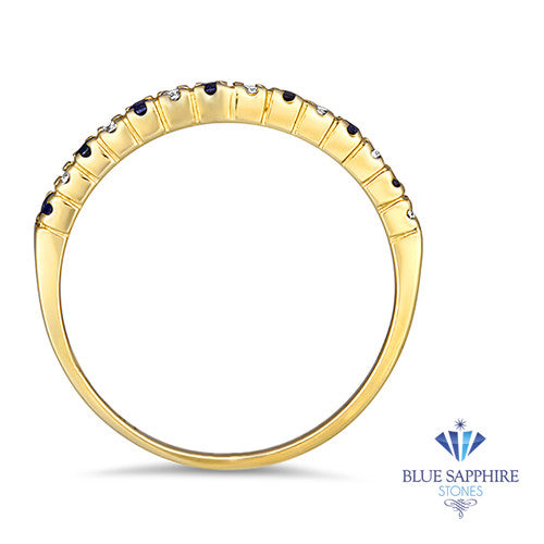 0.25ctw. Round Blue Sapphire and 0.15ctw Diamond Ring in 14K