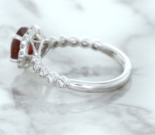 Load image into Gallery viewer, 1.75ct Unheated GIA Certified Round Ruby Ring with Diamond Halo in 18K White Gold

