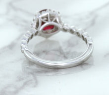 Load image into Gallery viewer, 1.75ct Unheated GIA Certified Round Ruby Ring with Diamond Halo in 18K White Gold
