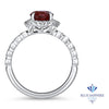 1.75ct Round Ruby Ring with Diamond Halo in 18K White Gold
