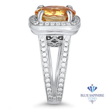 Load image into Gallery viewer, 6.58ct Oval Orangy Peach Sapphire with diamond halo in 0
