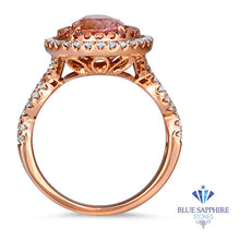 Load image into Gallery viewer, 2.35ct. Oval Padparadscha Ring with Diamond Halo in 18K Rose Gold
