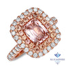 2.11ct. Cushion Padparadscha Ring with Diamond Halo in 18K Rose Gold