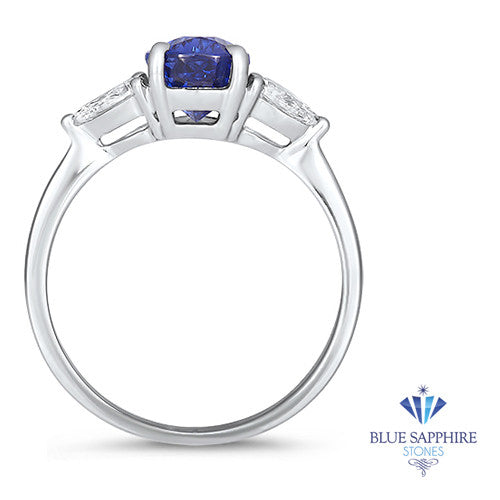 1.80ct. Pear Blue Sapphire Ring with Diamond Accents in 18K White Gold