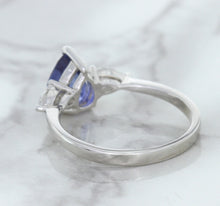 Load image into Gallery viewer, 1.80ct. Pear Blue Sapphire Ring with Diamond Accents in 18K White Gold
