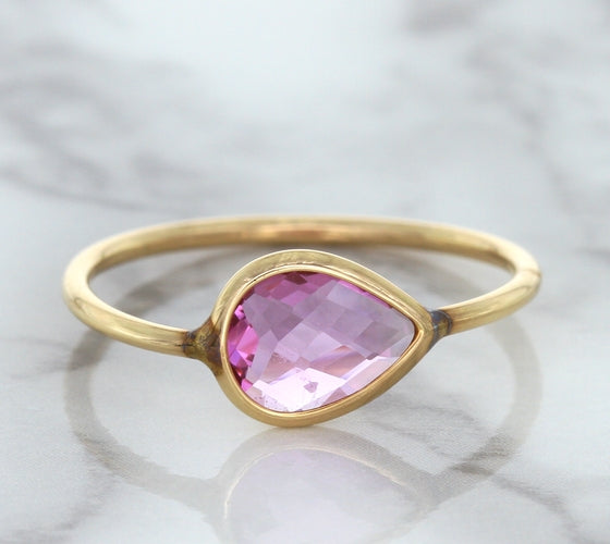 1.09ct. Pear Pink Sapphire Ring in 14K Rose Gold