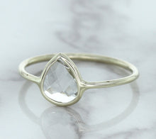 Load image into Gallery viewer, 0.84ct. Pear Shape White Sapphire Ring in 14K White Gold
