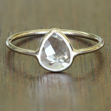 Load image into Gallery viewer, 0.84ct. Pear White Sapphire Ring in 14K Yellow Gold
