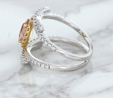 Load image into Gallery viewer, 1.62ct Oval Padparadscha Ring with Diamond Halo in 18K White and Rose Gold
