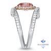 1.62ct Oval Padparadscha Ring with Diamond Halo in 18K White and Rose Gold