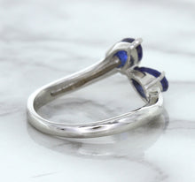 Load image into Gallery viewer, 1.11ctw Pear Blue Sapphire Snakehead Ring in 14K White Gold
