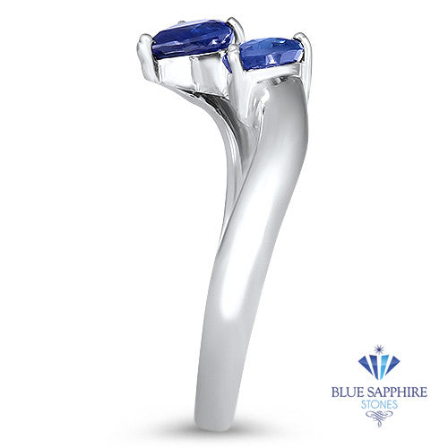 1.11ctw Pear Blue Sapphire Snakehead Ring in 14K White Gold