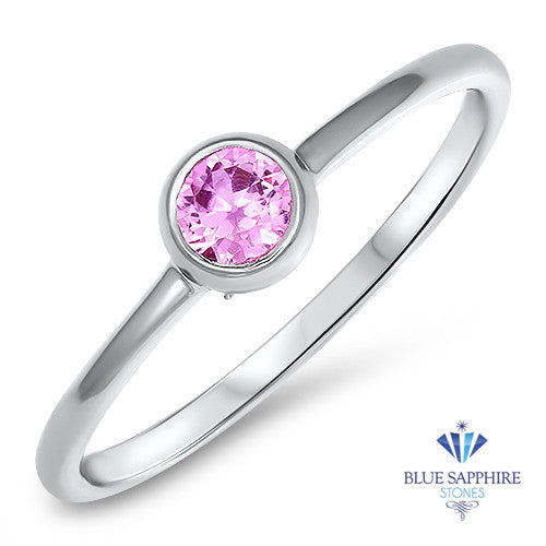 0.19ct Round Pink Sapphire Ring in 14K White Gold