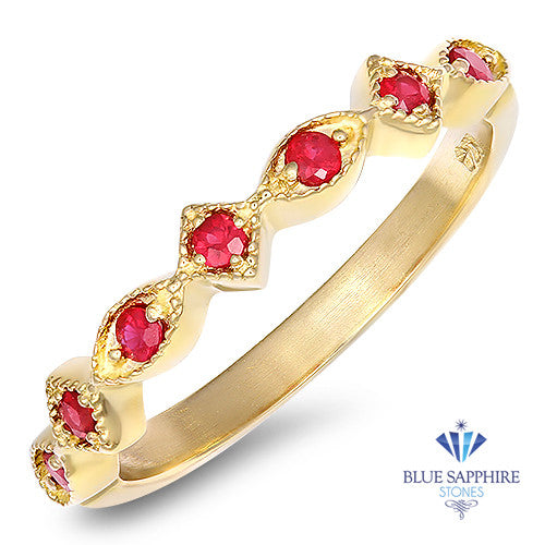 0.20ctw Ruby Alternating Marquise Ring in 14K Yellow Gold