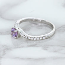 Load image into Gallery viewer, 0.45ct Round Lavender Sapphire Ring with Diamonds in 18K White Gold
