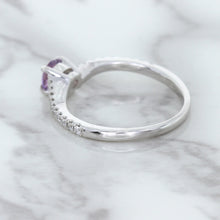 Load image into Gallery viewer, 0.45ct Round Lavender Sapphire Ring with Diamonds in 18K White Gold
