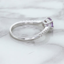 Load image into Gallery viewer, 0.45ct Round Lavender Sapphire Ring with Diamonds in 18K White Gold
