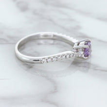 Load image into Gallery viewer, 0.45ct Round Lavender Sapphire Ring with Diamonds in 18K White Gold
