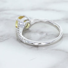 Load image into Gallery viewer, 1.49ct Round Yellow Sapphire Ring with Diamond Accents in 18K White Gold
