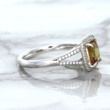 Load image into Gallery viewer, 1.14ct Cushion Unheated Peach Sapphire with Diamond Halo in 18K White Gold
