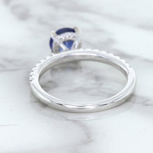 Load image into Gallery viewer, 1.12ct Round Blue Sapphire Ring with Diamond Accents in 18K White Gold
