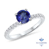1.12ct Round Blue Sapphire Ring with Diamond Accents in 18K White Gold