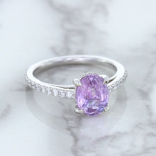 Load image into Gallery viewer, 2.01ct Oval Unheated EGL Certified Purple Sapphire Ring with Diamonds in 18K White Gold
