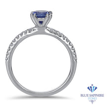 Load image into Gallery viewer, 0.95ct Round Blue Sapphire Ring with Diamond Accents in 18K White Gold
