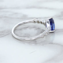 Load image into Gallery viewer, 1.22ct. Pear Blue Sapphire Ring with Diamond Accents in 18K White Gold
